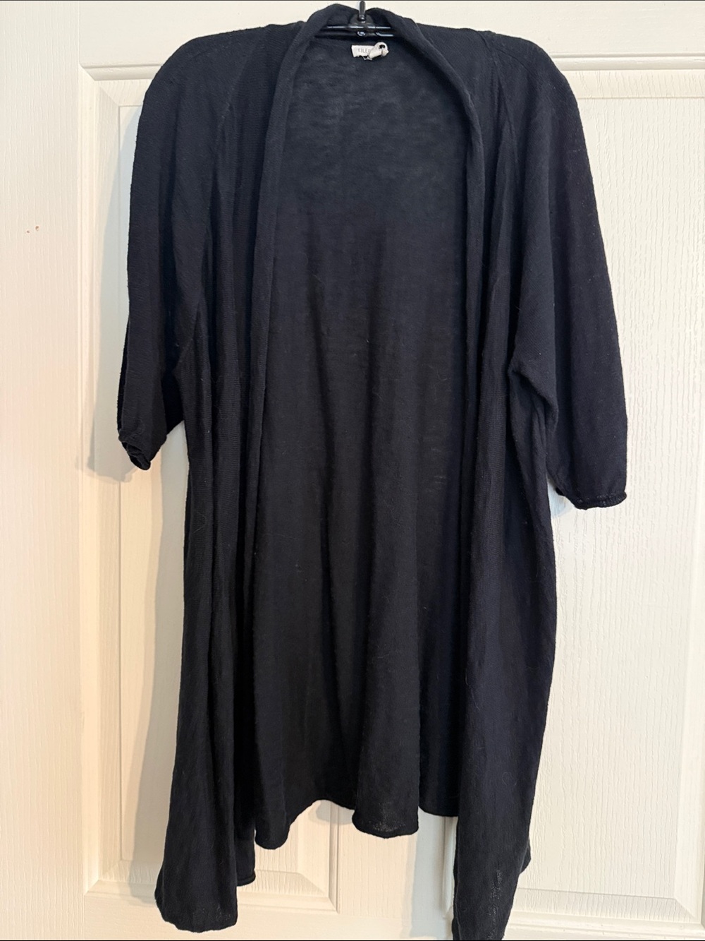 Eileen Fisher Black Open Draped Cardigan